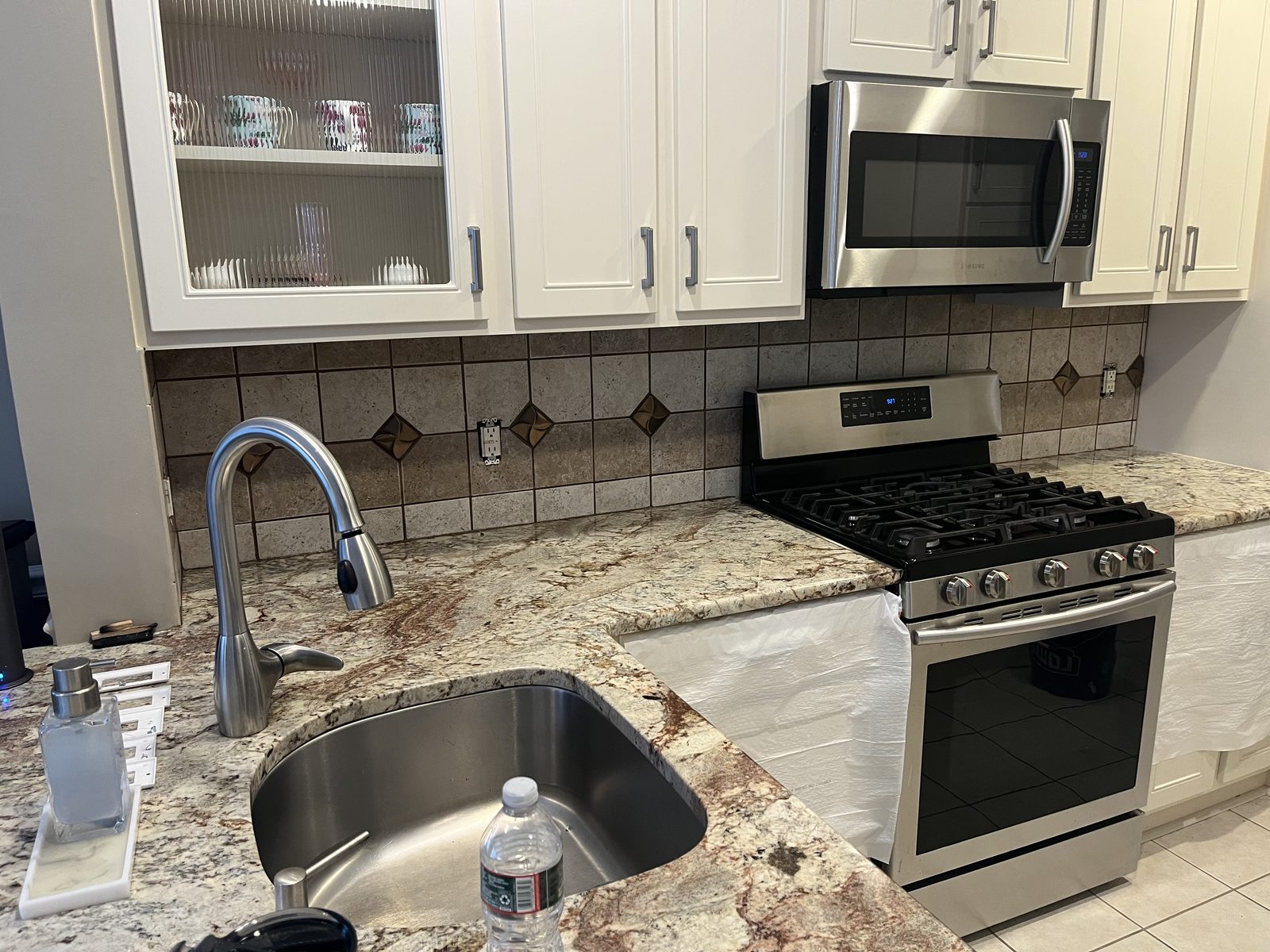 Tile and backsplash project before